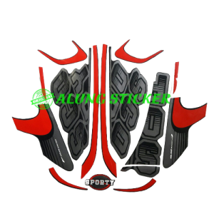 STIKER STRIPING LIS LES BODY MOTOR HONDA SCOOPY SPORTY TAHUN 2017 WARNA FULL HITAM MERAH STANDAR