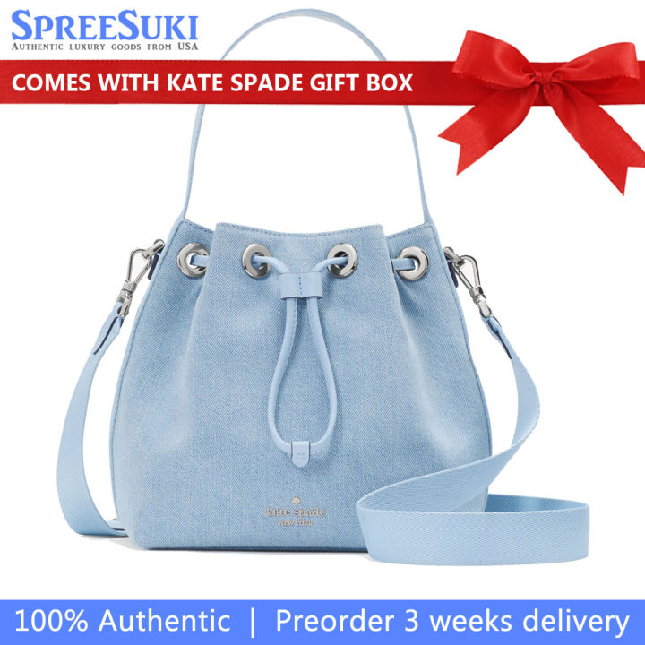 Kate Spade Handbag In Gift Box Kip Denim Bucket Bag Blue
