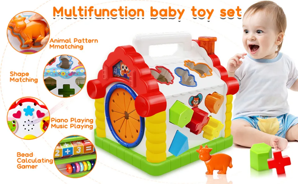 Toys for Year Old Boy Girl Funny House Educational Infant Baby Toys  to 12 Months with Light/Block/Music Toddlers Toys for Babies 10 12