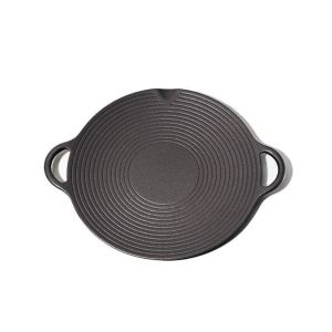 SKJK Cast Iron BBQ Grill Pan Non Stick Korean Style Barbecue Frying Pan Practical Round Baking Tray Camping