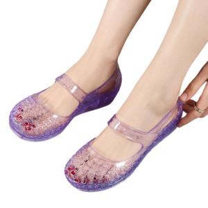 Women Closed Toe Sandal Hollowed Out Sandals Clear Wedge Sandals Slip on Sandals Slip Resistant Outdoor Walking Sandals