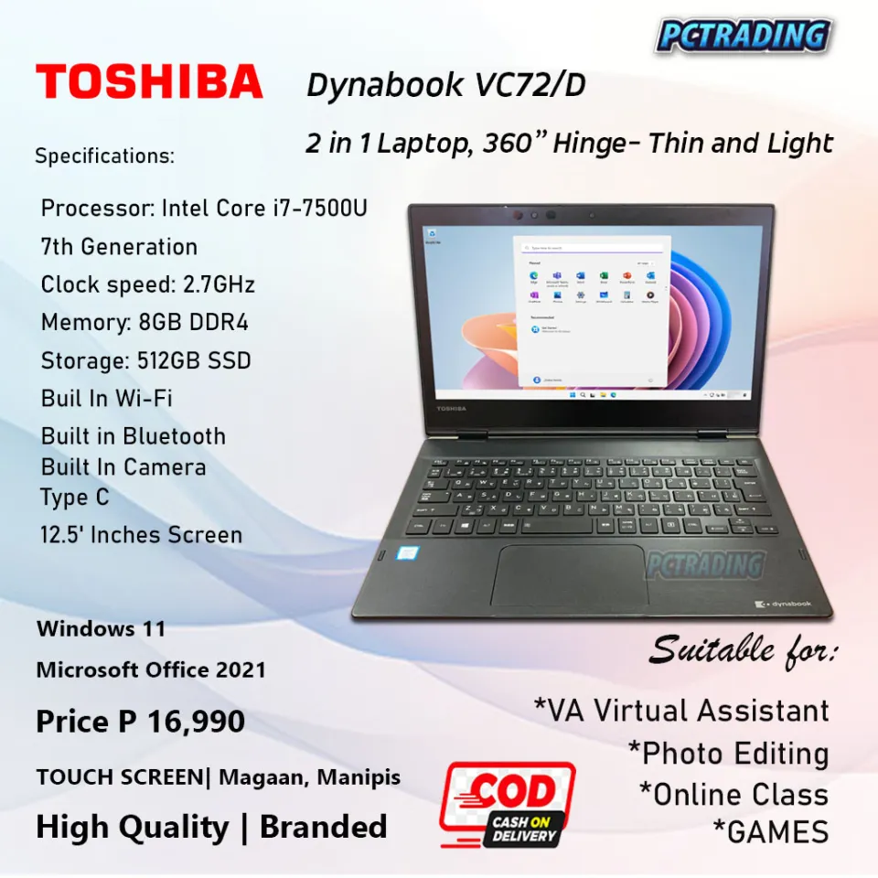 PreLOVED Toshiba Dynabook VC72/D | Processor: Intel Core i7-7500U 7th  Generaton Clock speed: 2.7