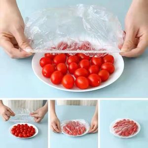New 100pcs Reusable plastic Bags Food Cover Elastic Stretch Adjustable Bowl Lids Universal Kitchen