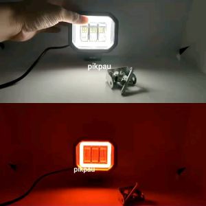 LAMPU TEMBAK SOROT MOTOR MOBIL LED CWL 3 MATA MODEL KOTAK LAMPU DAYMAKER 3 LENSA KOTAK