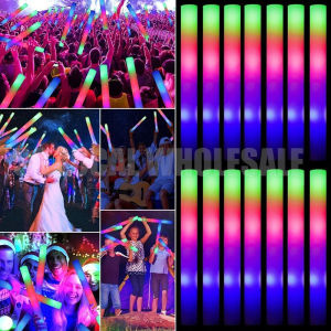 【SG Local】(🚀Fast Shipping) Colorful Glow Sticks LED Foam Cheer Tube Multicolor Sponge Wands Glow in the Dark Light Christmas Party Concert Supplies