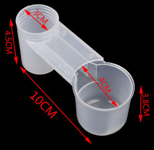 ถ้วยน้ำอัตโนมัติพลาสติก 4 สี (ฟ้า/เหลือง/ใส/เทา) สำหรับนก-แมว-ไก่-นกพิราบ ถ้วยคู่+ขวดน้ำ ทนทาน ใช้งานง่าย ติดตั้งในกรงได้ พร้อมสปริง​