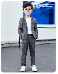 LOlanta Kids Boys Plaid Suits - Gray Jacket & Pants - Formal / T-shirt Party Sets - 3-11 Years - 2Pcs/3Pcs - Cotton/Polyester Material - Brand New