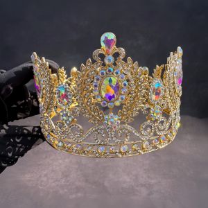 Full Round Crystal King Crown Queen Crown for Women Baroque Wedding Tiaras for Birthday Pageant Prom