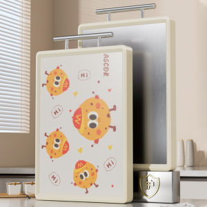 【10-year warranty】99.99% Antibacterial Wooden Chopping Board  with Handle mildew-proof Double-sided use Cut raw and cooked separately thickened and durable（Ebony + 316 stainless steel）