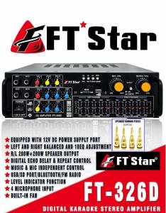 FT STAR Professional Mixing Amplifier With Mixer Equalizer USB/ Bluetooth/ FM Radio(300W-450W)- FT-326D/AV-370PLUS..