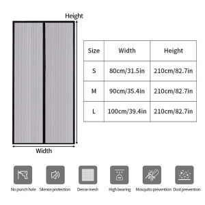 Strong Magnet Automatic Closing Mesh Screen Door Anti Mosquito Curtain Self Adhesive No Drill Kitchen Home Use