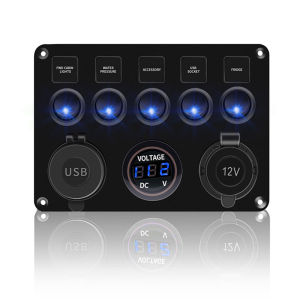 5 Gang 8 Gang Button Rocker Toggle Switch Panel USB Control For Car Truck Marine Boat RV ATV UTV Camper Caravan Circuit Breaker