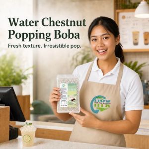 Water Chestnut Popping Boba 1KG Value Pack - Crystal Clear Bursting Pearls for Milk Tea & Desserts