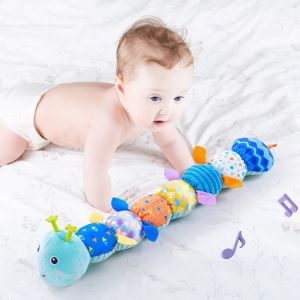 NOBLELYN with Crinkle and Rattles Baby Musical Caterpillar Toys Soft Soothing Companion Baby Sensory Toys Interactive Baby Plush Toy for 0-12 Months Infants for Tummy Time