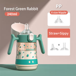 MInitutu Thermosensitive ppsu feeding bottle anti-fall anti-flatulence wide neck suitable for babies 9+ months