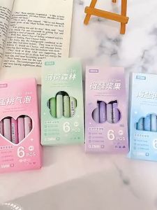 6Pcs/Set Gradient Color Gel Pen Ins Korean Fashion Stationery 0.5mm Black Inks School Supplies Gift