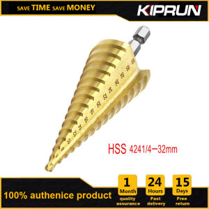 [Ready Stock] KIPRUN 4-32mm HSS Titanium Coated Step Universal Drill Bit Set 4-32mm HSS Titanium Coated Step Drill Bit Drilling Power Tools for Metal High Speed Steel Wood Hole Cutter Cone Drill