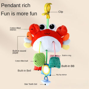 SKISOPGO Baby Soothing Toys Pull String Car Plane Travel Toy Cartoon Soft Crab Toddler Sensory Toy