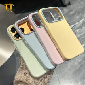 Tri-Town Acrylic Casing for IPhone 11 17 12 16 13 15 14 Pro Max Dopamine Transparent Color Matching Large Window Phone Case TPU Cover
