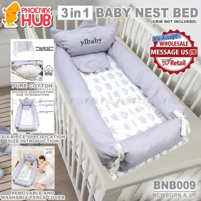 Phoenix Hub BNB009 Baby Newborn Crib Set With Pillow and Blanket Bed Snuggle Nest For Newborn Infant Travel Bed Baby 881