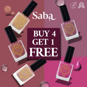 Ramadan Offer [Buy 4 get 1 Free]Saba Breathable Nail Polish - Buy 4 Saba Vegan and Halal Nail Polish and get 1  Free | Wudhu Friendly Halal