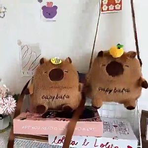 Capybara Plush Crossbody Bag Cartoon Phone Pouch Shoulder Bag Large Capacity Kids Cute Gift