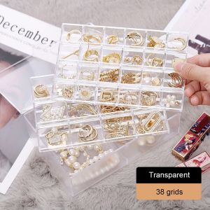 LIWU ความจุขนาดใหญ่ ชัดเจน โปร่งใส สำหรับผู้หญิงหญิง แหวนสร้อยคอ ที่ใส่กล่องแสดงเครื่องประดับ กล่องจัดระเบียบเครื่องประดับ กำไลต่างหู กล่องเก็บเครื่องประดับ