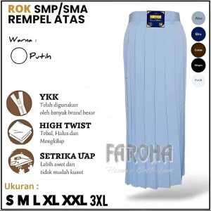 Rok Rempel Putih Sekolah SMP/SMA Rok Rempel FULL Terbaik Kain High Twist