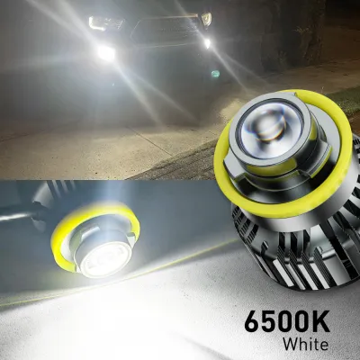 AUXITO 2Pcs 70W 16000LM h11 Projector Fog Light Bulb Yellow H8 Projector Bulb All Weather Mini Size DRL White