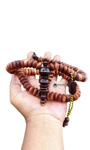 Tasbih Kayu Galih Bidara Arab Kombinasi Asem Ukuran 13x6mm Isi 99 Butir - Muslim Hitam