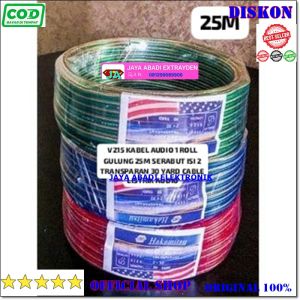 V215 ORI KABEL ROLL ROL 25 M METER AUDIO LISTRIK TRANSPARAN 30 YARD 25M SERABUT GULUNG ISI 2 TRANSPA