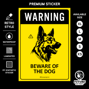 Warning. Beware of Dog. Sign Label Notice Signage. Laminated Waterproof Scratch Resistant. Suitable for Indoor and Outdoor.