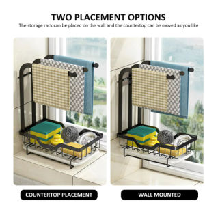 Sponge Holder with Drain Pan for Kitchen Sink Organizer for Sponge Brush Soap Dish Dishcloth