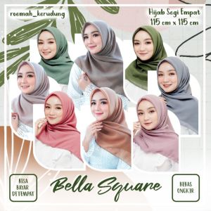Hijab segi empat Bella square polycotton 115x115 cm Jilbab segi empat polos