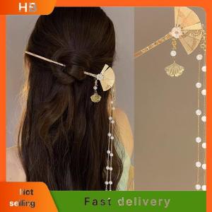 HB Vintage Chinese Flower Fringe Hair Sticks Fashionable Female Metal Hairpin Hair Stick Hairwear Hair Ornament Jewelry Accessories
