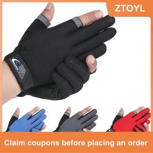 【ZTOYL】 ฤดูร้อนผู้ชายถุงมือตกปลาผู้หญิงสองนิ้วตัดหน้าจอสัมผัสชาย angling Anti-SLIP Sun-proof Breathable cycling Fitness gloves