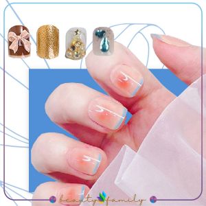 BF-K80 Kuku Palsu Motif Wanita Korea Perawatan Kuku Sticker Kuku Anti Air Hiasan Kuku Nail Art Kuku Palsu