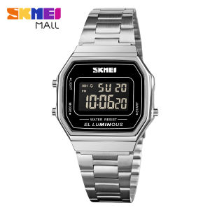 SKMEI 1647 Men Fashion Classic Watch Stainless Steel Band Digital Wristwatch for Men 50m Waterproof