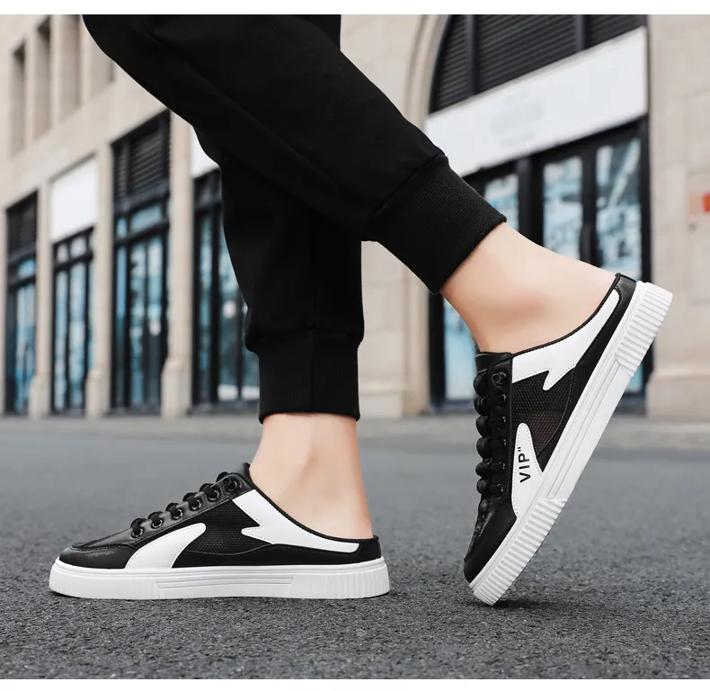 Flat Casual Shoes For Boys LAOCHRA Black Sneakers For Men Mules