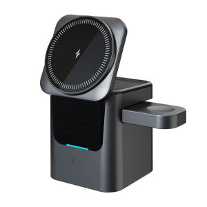 BELLSTAR 15W 3-in-1 Fast Wireless Charging Stand Foldable Magnetic Desktop Charger Station for iPhone Apple Watch & Earbuds