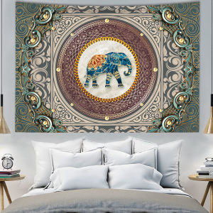 ผ้าแขวนพื้นหลังผ้าพิมพ์ลายช้างสไตล์โมเดิร์นมินิมอลสดปรับปรุงห้องรูปแบบปรับปรุงพรมตกแต่งผนัง