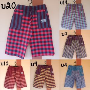 ทรงขากระบอก เอวยืดสม็อคหลัง กางเกงผ้าขาวม้า 3 ส่วน กางเกงขาวม้า ซักเครื่องได้สีไม่ตกไม่หด สีสดเนื้อผ้านิ่ม สินค้าราคาถูก รหัส บบ