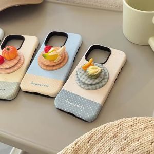 3D Fruit Platter Suitable 17promax Phone case iPhone16 Magnetic Bracket 15 Hard 14 Frosted