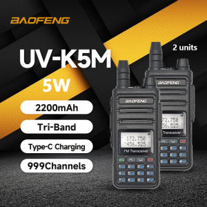 Baofeng K5M 2set Walkie Talkie 999Channels 5W Dual Band UHF/VHF 10KM Two Way Radio Outdoor Dual Band FM Radio Type-C Charging