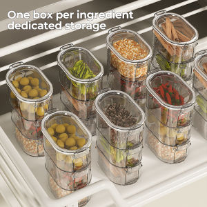 SG-Spice Storage Box 3/5 Tiers Kitchen Dried Food Organizer with Lock Lids Transparent Sealed Jar