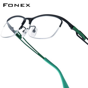 FONEX แว่นตากรอบแว่นตาไทเทเนียมชายทรงสี่เหลี่ยมน้ำหนักเบาพิเศษขอบครึ่ง85775แว่นสายตาคุณภาพสูงจากญี่ปุ่น
