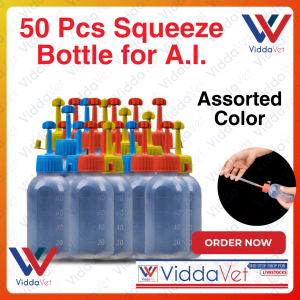 Viddavet 50pcs Squeeze Bottle assorted color Clear Squeeze Bottles for pig artificial insemination