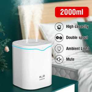 TERBARU Humidifier Diffuser Aromaterapi 2000ml Double Spray Humidifier Aromatherapy Pengharum Pelembab Pewangi Ruangan