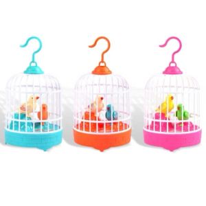 Đồ chơi bộ lồng chim có 2 con vẹt có tiếng kêu vui nhộn quà tặng cho bé 0206