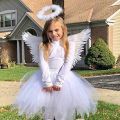 White Angel Wing and Halo for Girls Kids Wings Costumes White Wings for Child for Festival Halloween. 